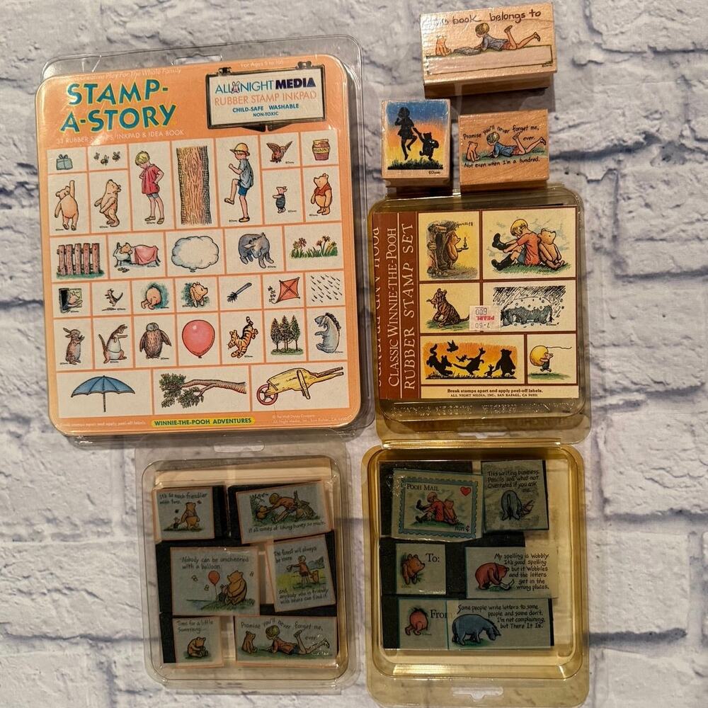 Lot of Winnie the Pooh & Friends Stamp-A-Story Mail Poohisms All Night Media
